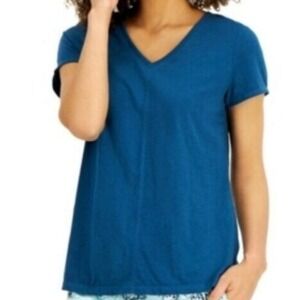 Charter Club Pajama Top Women S Deep Lagoon Short Sleeve V-Neck Loungewear